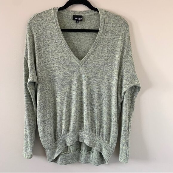 Aritzia Wilfred Free Devinette V-Neck Long Sleeves Heathered Shirt Green Size XS - Picture 4 of 16